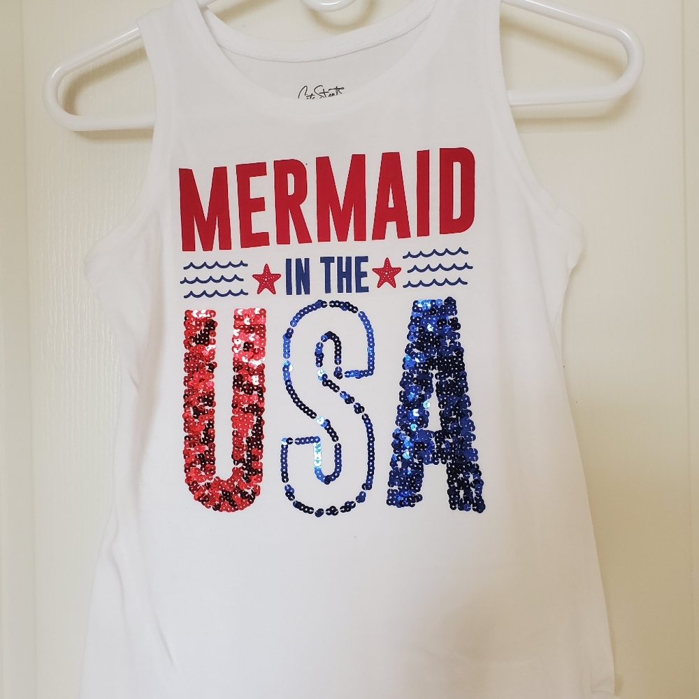 Girls Sleeveless T-shirt  Red/White/Blue USA